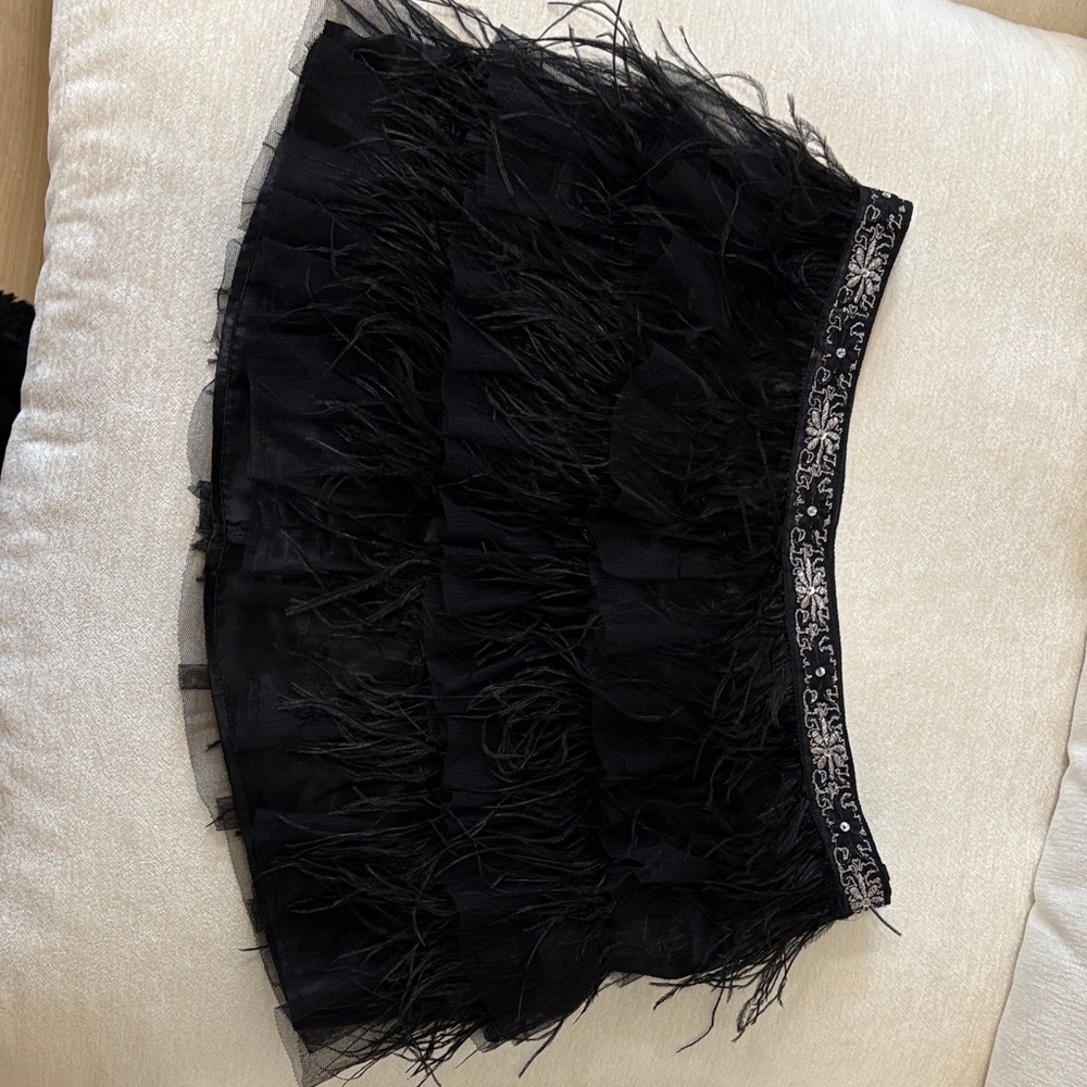 Guess Black Feathered Mini Skirt
